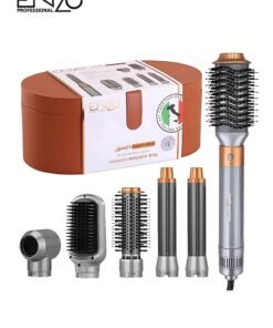 ENZO EN-4133 6-in-1 Electric Hair Styling Tool – Hair Straightener, Curler, Hot Air Brush & One-Step Dryer with Ionic Technology for Salon-Quality Styling at Home