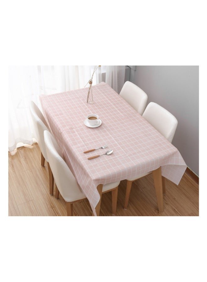 Disposable PVC Plastic Coffee Table Restaurant Tablecloth White Plaid Hotel Party Supplies Rectangular Tablecloth Wholesale-Color:Pink-Specifications:137*152CM