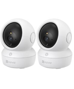 EZVIZ 3MP H6c Pro Pack Of 2 Wi-Fi Smart Home Security Camera White Baby Monitor Surveillance Camera With Motion Detection Smart Tracking Two Way Audio Night Vision Remote Control Works With Alexa, White