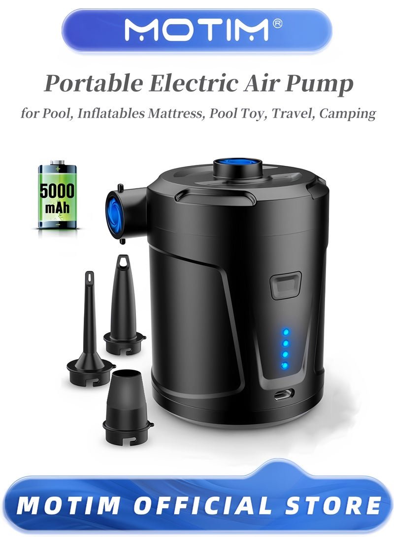 Motim Power Pumps Portable Electric Air Pump with USB Quick Charging Pump for Pool Float Travel Camping Toy Mattress Raft 5000mAh Built-in Power