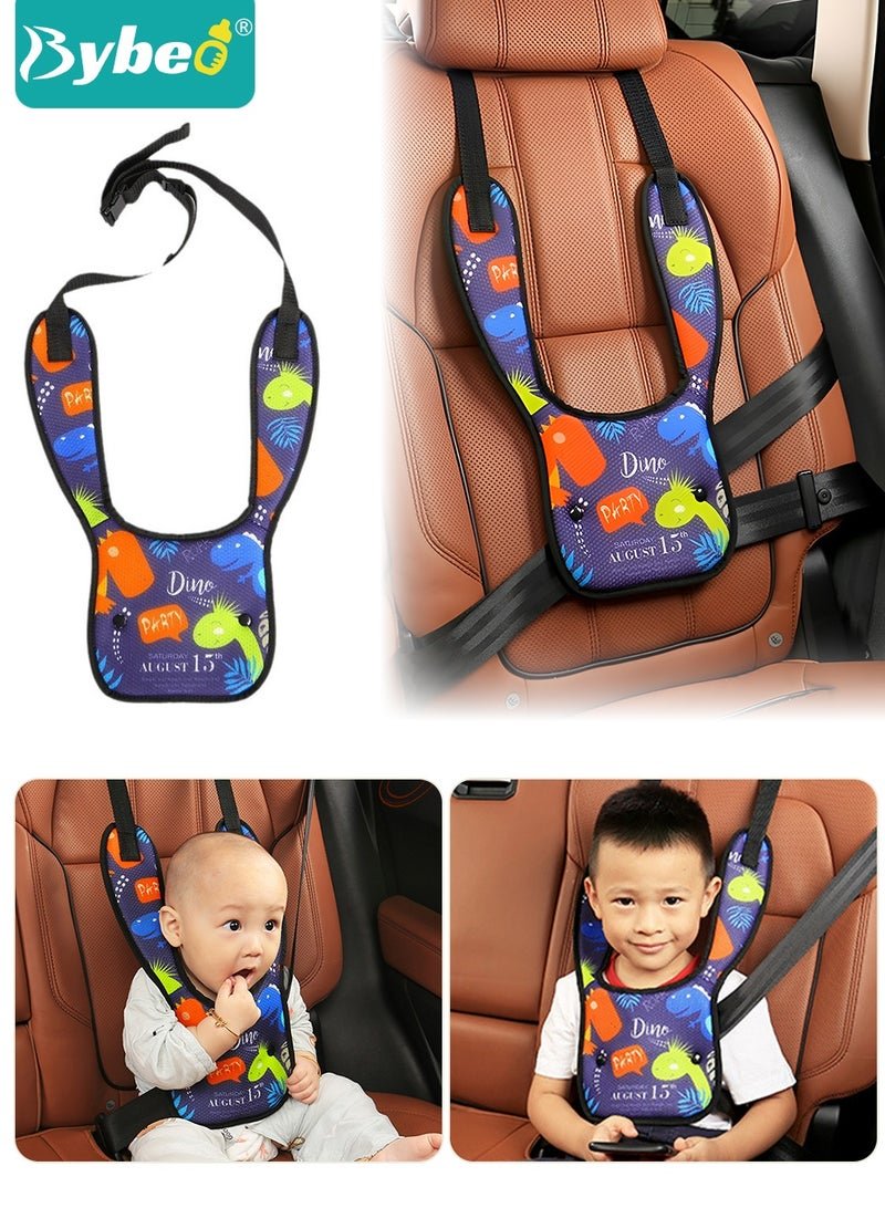 Bybeo Child Seat Belt Adjuster, Kids Seatbelt Cover Pads for Neck Support, Car Safety Travel Harness Protector, Adjustable Shoulder Positioner Strap, 40*30 CM