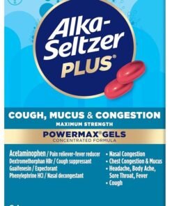Alka-Seltzer Plus Maximum Strength Cough, Mucus & Congestion Powermax Liquid Gels, Fast and Effective Chest Congestion Relief, Cough Suppressant, For Adults and Children 12 Years and Older 24 Count