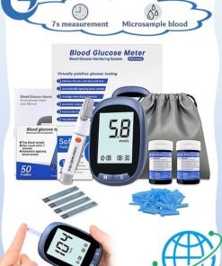 OLO Blood Glucose Monitor Kit with 50 Blood Sugar Test Strips, 50 Lancets, 50 Alcohol Pads, 1 Blood Glucose Meter, 1 Lancing Device, No Coding Diabetes Testing Kit