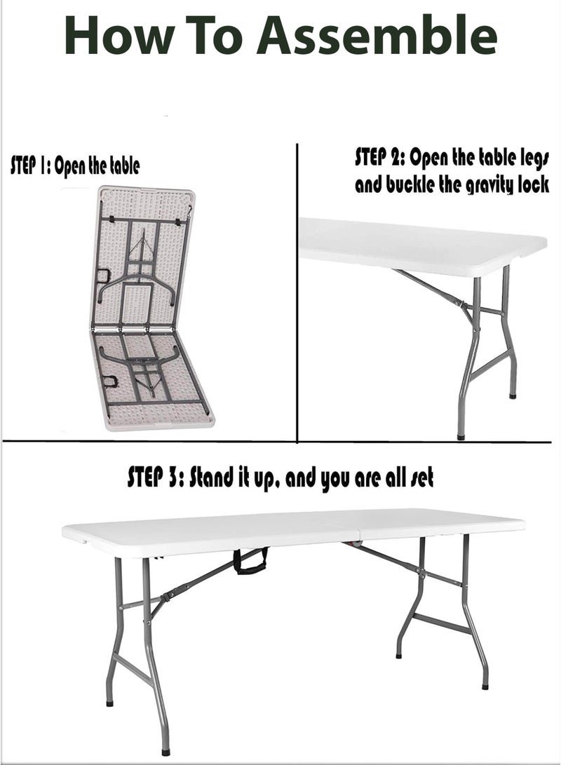 R.VIHAN Multipurpose Rectangle 152cm Centre Folding Camping Table Heavy-Duty Plastic Tabletop with Aluminium Frame Lightweight Foldable Desk Portable Collapsible Trestle For Indoor Computer Gaming Outdoor Picnics Hiking Fishing Barbecue Party Kitchen Home Bedroom Balcony Dining Living Room Garden Patio BBQ Tables Office Conference Rooms & Events School Classroom Student Study - Image 4