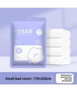 Disposable Bed Cover Four-piece Set Travel Hotel Homestay Full Set Of Supplies Bedspread Disposable Bed Sheet Three Four-piece Set-Color:Disposable Small Bedspread [applicable To 1.35m And 1.2m Beds, Train Bedridden, Hospital Beds]