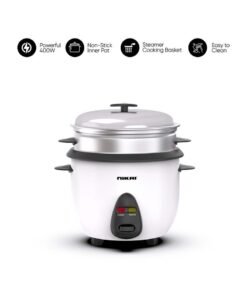 NIKAI 2-In-1 Rice Cooker With Steamer, Non-Stick Convenience Pot And Keep Warm Function For Flawless Meals, Detachable Cord, Cook, Steam, And Keep Warm With Ease And Efficiency 1 L 400 W NR701A White