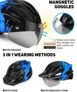 Alternative view of Arabest Bike Helmet with USB Rechargeable LED Light Detachable Goggles and Sun Visor, Mountain & Road Bicycle Helmets for Men Women Adult Cycling Helmets