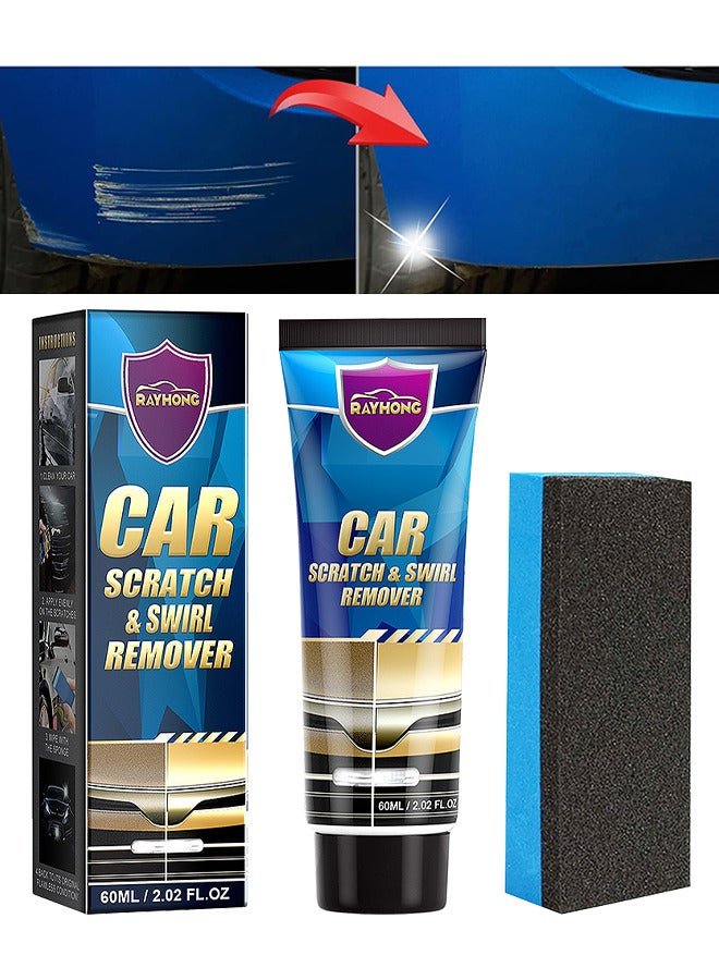 RAYHONG Car Scratch And Swirl Remover With Sponge, Car Scratch Repair Polish Remover For Deep Scratches, 60ML