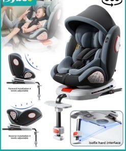 Bybeo ﻿Baby Safety Car Seat for Infant/Kids with ISOfix Interface and Load Leg, Convertible Toodler Car Seat with 5-Point Safety Harness and 10 Level Adjustable Headrest, Rearward/Forward Facing, Up to 36kg