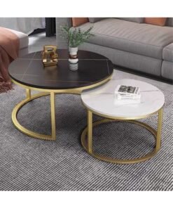 Alternative view of KLNAMAEAAN 2 Round Modern Luxury Coffee Table with Metal Frame