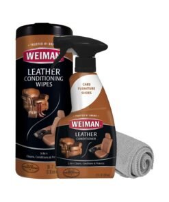 Weiman Leather Cleaner & Conditioner Care Kit | Restores Leather Surfaces | Ultra Violet Protectants Help Prevent Cracking or Fading of Leather Furniture, Car Seats, Shoes