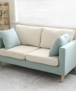 Comfynest Modernism Fabric Loveseat With Square Arm And Bolster Pillows