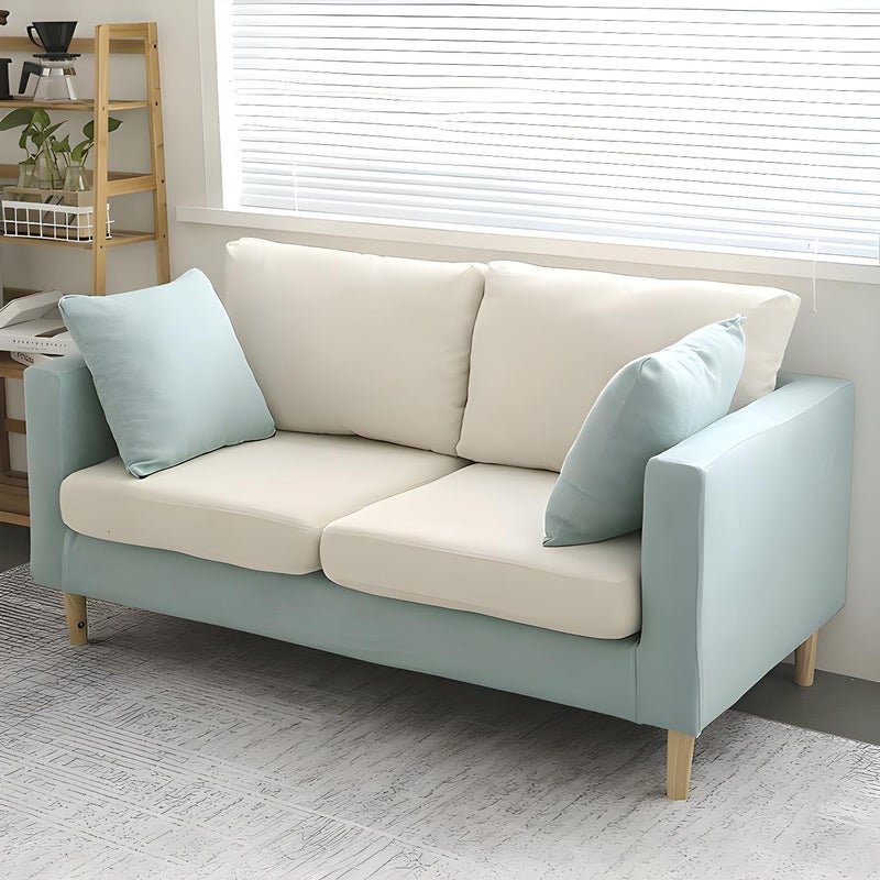 Comfynest Modernism Fabric Loveseat With Square Arm And Bolster Pillows
