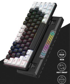 Zifriend 60% Wired Gaming Keyboard, Small 20 RGB Backlit Membrane Gaming Keyboard, Ultra-Compact Mini Waterproof Keyboard for PC/Mac/Laptop/Wins, Easy to Carry on Business Trip, Black and White