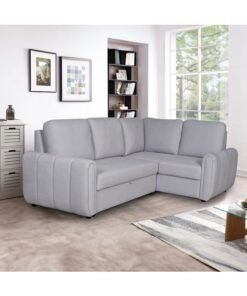 DANUBE HOME Rosso 3-Seater Fabric Corner Sofa Bed Modern Design L-Shape Sofas Comfortable Living Room Seating Furniture For Home -Light Grey