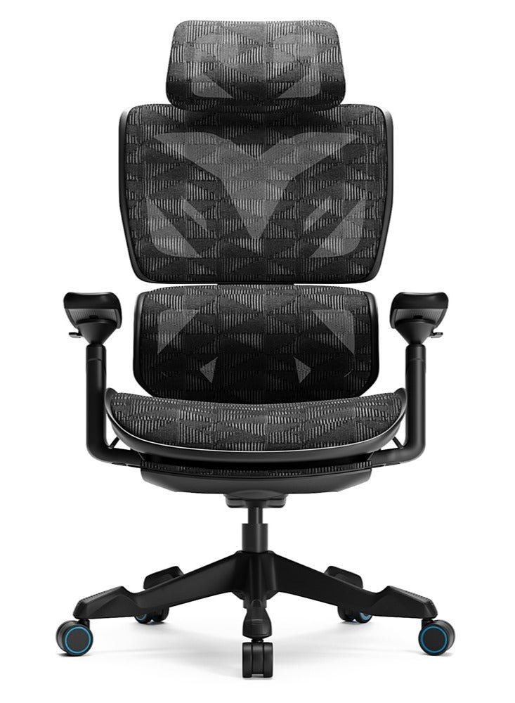 AFTERWORK Xyrion Super Ergonomic Gaming Chair with Footrest - 3D Adjustable Headrest, Adaptive Backrest, 4-Position Tilt Lock, Breathable Mesh, and Silent Castors - Black & Blue - Image 4