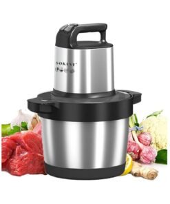 sokany 6.5L Meat Grinder,3 Speeds Electric Meat Grinder,Electric Chopper,Food Processor with 4-Blades,1500W,SK-YM-7033,Silver/Black
