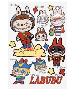 LABUBU Pop Mart Labubu Waterproof Cartoon Electric Vehicle Sticker, Reflective Scratch-Resistant Car Body Decal, Automotive Decorative Sticker, 21×30 cm