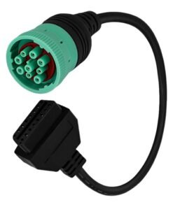 9 Pin to 16 Pin OBD2 Adapter Cable for Heavy Duty Trucks and Commercial Vehicles,Type 2 Green J1939 Diagnostic Connector Plug Work with Truck OBD Diagnostic Scanner Tool
