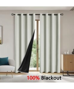 DUNISO 2 Panels Blackout Curtains for Bedroom, Thermal Insulated Room Darkening Curtains, Grommet Light Blocking Blackout Drapes for Living Room (Beige,132*241cm)