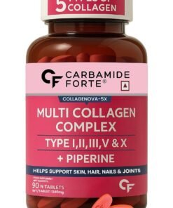 CARBAMIDE FORTE Hydrolyzed Multi Collagen | Peptide with all 5 Types of Collagen Including TYPE I, II, III, V & X Collagen Powder - 90 Tablets