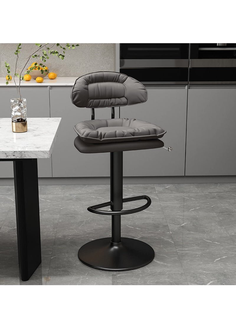 Bar Stools Adjustable Armless Swivel PU Leather Barstools , Metal Counter Height Stools, Kitchen Island Breakfast Bar Chairs(Black)