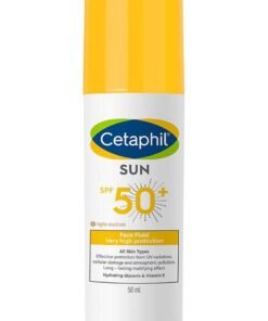 Cetaphil Sun Face Fluid Spf 50+, Sunscreen Tinted Face Moisturizer For Men And Women, All Skin Types, Paraben Free, Dermatologist Tested Unscented 50ml