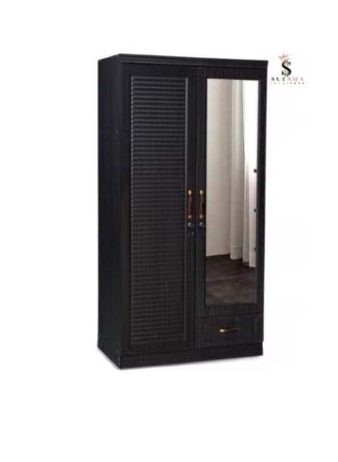 SULSHA 2 Door Wooden Wardrobe Cabinet Cupboard Engineered Wood Perfect Modern Stylish Heavy Duty With Mirror