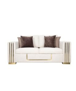DANUBE HOME Oberon 2 Seater Fabric Sofa Two Seat Sofas Living Room Furniture For Home L 178 x W 95 x H 80 cm Beige / Brown