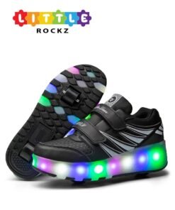 LITTLE ROCKZ LED Flash Light Fashion Shiny Sneaker Skate Heelys Shoes With Wheels And Lightning Sole