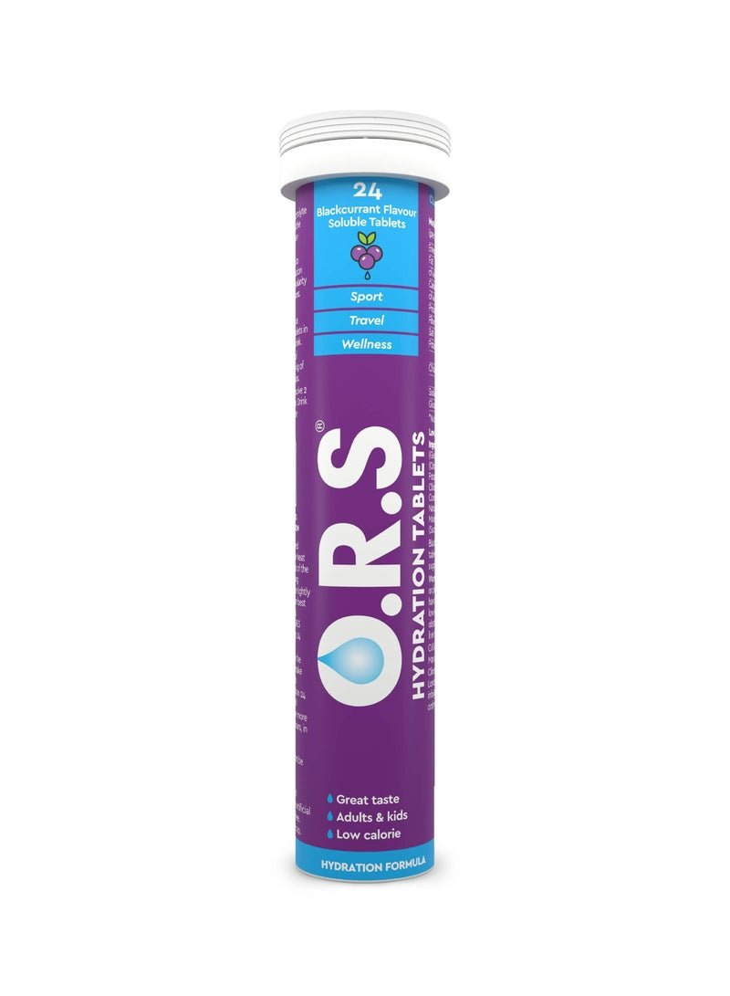 Ors Hydration Tablets With Electrolytes, Black Currant Flavor - 24 Count Pack