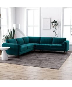 DIVINE FURNITURE Vodoo L Shape Velvet Sectional Sofa