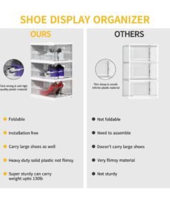 KINGMAZI Shoe Storage Organizer, Clear Installation-free Foldable Shoe Rack Stackable Shoe Box Pack, Portable Cabinet Rack (Transparent 6 Pack) - Image 4