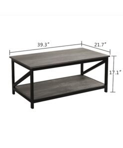 Coffee Table,Modern Square 2 Tier Sofa Side Table,Wood Tabletop Frame Table with Open Storage Shelf,Space Saving Center Table For Home, Living Room,100 * 55 * 43cm