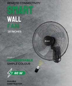 Vmax 18" Wall Fan High Performance Fan with 6-Speed Controls 5 Leaf Blades and Remote Control, Adjustable Tilt Angle V-HWF3007 Black