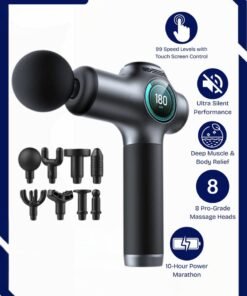 Prime by javaudan LCD Touch Screen Massage Gun 99 Gears Body Deep Tissue Percussion Handheld Back Leg Muscle Massager With 8 Massage Heads Portable Fascia Gun Neck Muscle Vibration Therapy Relaxation