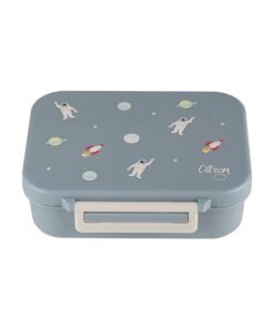 Citron Tritan Snackbox With 3 Compartments For Kids, Leak Proof And Bpa Free - Spaceship Dusty Blue