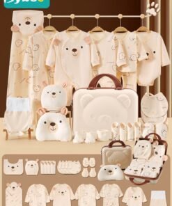 Bybeo 25PCS Newborn Baby Gifts Set, Newborn Layette Gift Set, Baby Clothes Accessories Set for Boys and Girls, Premium Cotton, Perfect Gift Box with Beautifully Suitcase for Spring Summer Autumn Winter