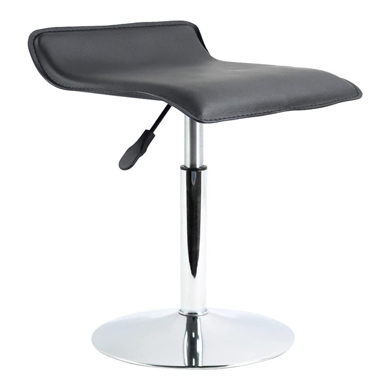 FURWOO Short Square PU Leather Swivel Shop Stool - Hight Adjustable Mini Counter Stool for Office, SPA, Salon, Task, Work - Small Black