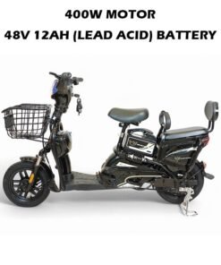 Alternative view of Wind Horse M1 Electric Delivery Bike 400W Motor, 48V 12Ah Battery, 55KM/H Max Speed, Dual Seat, 14 Inches Tires, Front Grocery Basket, Remote Lock Unlock System, Carbon Alloy Frame. 3-Speed Modes E-Bike