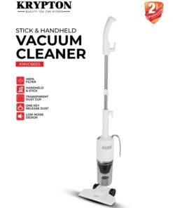 KRYPTON 2-in-1 Stick & Handheld Vacuum Cleaner, 600W Powerful Motor, HEPA Filter, Transparent Dust Cup, One-Key Dust Release, Low Noise, Lightweight 600 W KNVC6603 White
