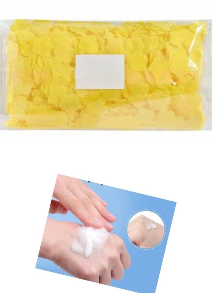 1000 PCS Portable Mini Soap Sheets, Disposable Soap Paper Sheets, Hand Washing Bath Scented Paper for Home Travel Camping and Outdoor Activities Yellow Lemon Scented