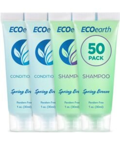 EcoEarth Travel Shampoo and Conditioner Set (1 fl oz, 100 Pieces, Spring Breeze), Delight Your Guests with a Revitalizing and Refreshing Hotel Toiletries and Guest Hospitality in Bulk