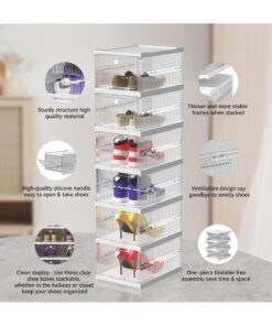 Alternative view of KINGMAZI Shoe Storage Organizer, Clear Installation-free Foldable Shoe Rack Stackable Shoe Box Pack, Portable Cabinet Rack (Transparent 6 Pack)