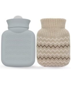 HY 320ml Hot Water Bottle with Knited Cover, Mini Hot Water Bag for Pain Relief, Waist, Back, Neck, Shoulders, Small Leak Proof Hot Water Bottle with Removable Cover for Women, Kids, Best Gifts