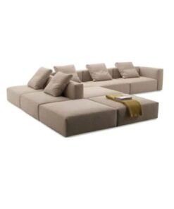 Ripple FURNITURE Living Room Sofa Fashion Fabric Combination Set Furniture Simple Leisure 6 Seater Brown  380X90X30