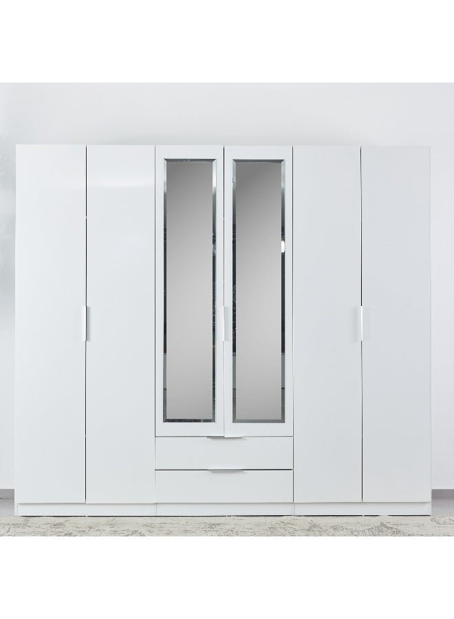 Home Box Frankfurt 6-Door Wardrobe with 2-Drawers and Mirrors