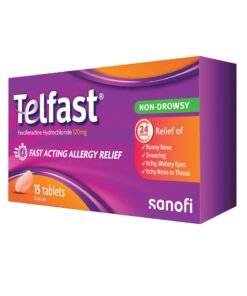 sanofi Telfast® 120Mg Anti-Allergy Tablets For Quick Allergy Relief, 15 Tablets