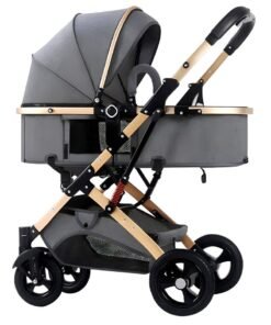 Cool Baby Baby Stroller with Canopy, Baby Bassinet Stroller, Infant Stroller with Reversible Seat with Rubber Wheel and Good Shock absorption (Gray)