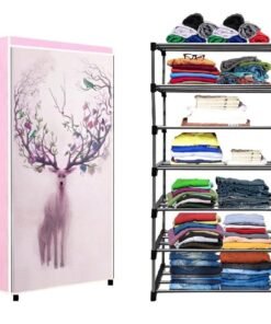 CMerchants Metal Shelf Wardrobe 6 Layer (Light Pink)